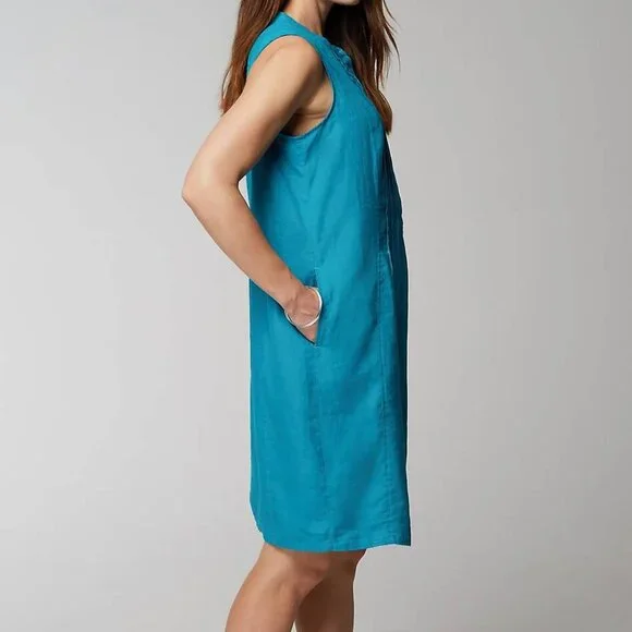 J. Jill | Dresses | New J Jill Dress Linen Large Aqua Blue Womens Dress  Shift Style Sleeveless | Poshmark